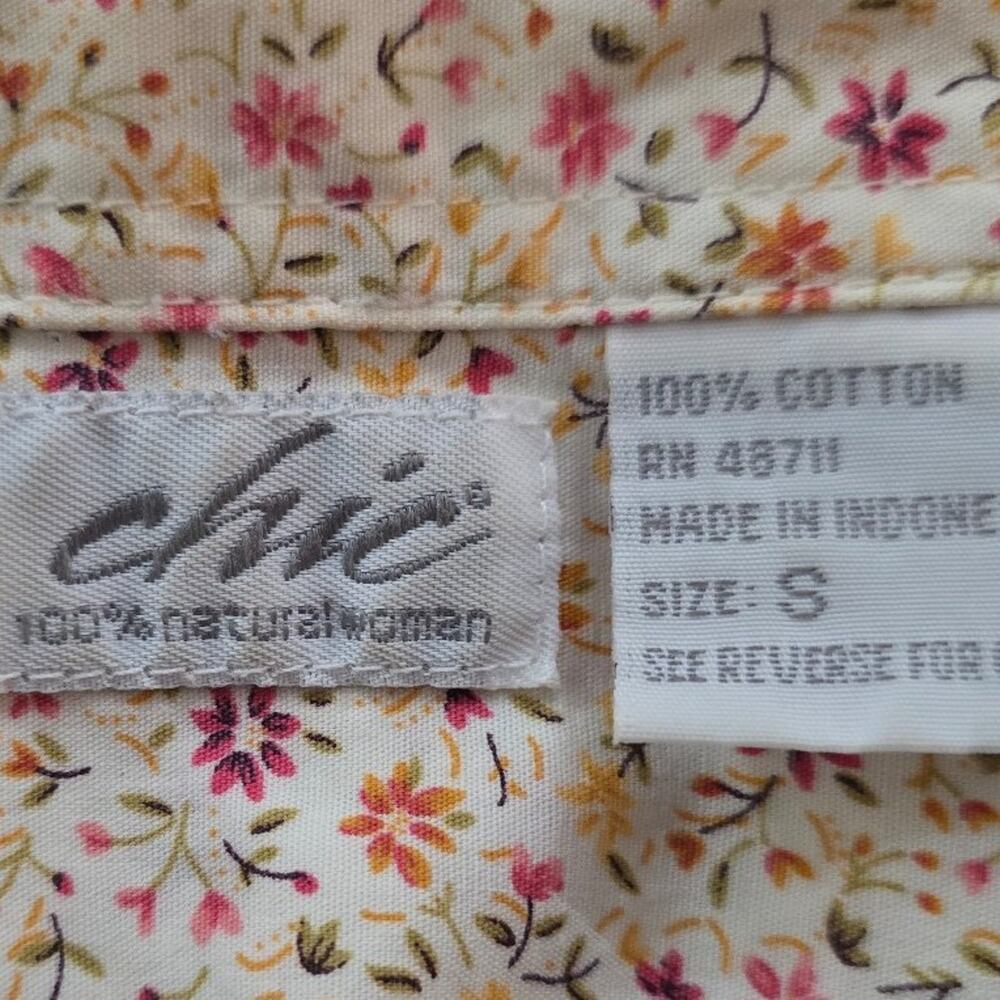 Floral Chic 100% natural women button up top size s - Picture 2 of 5